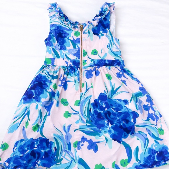 Lilly Pulitzer Girls Blue Floral Dress Size 7 - Picture 2 of 5